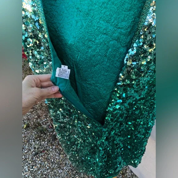 Vintage mini teal silver ombré beaded and sequin mini dress - Picture 9 of 14